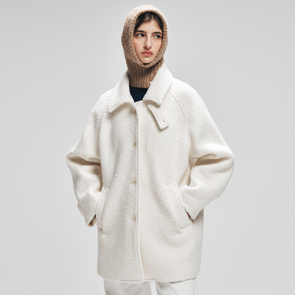 Wool half coat _ cream